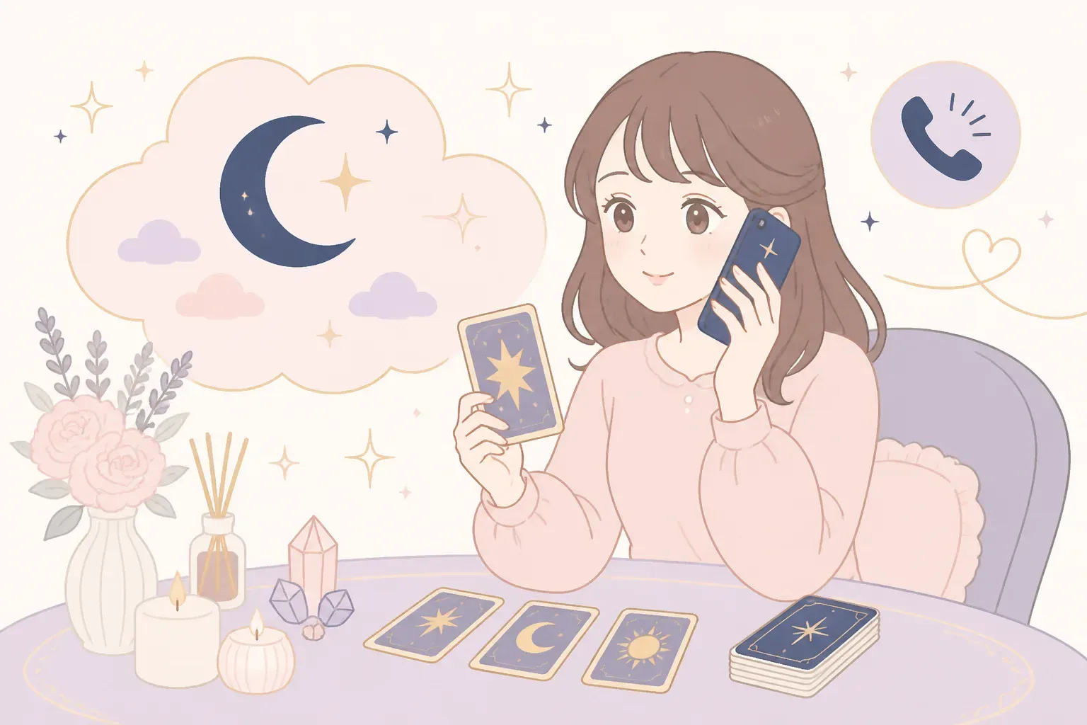 タロットカードとキャンドルの神秘的なイメージ