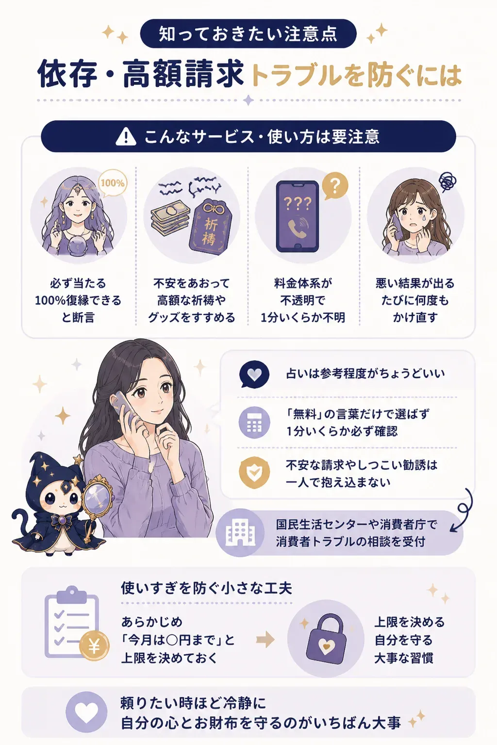 電話占いのトラブルを防ぐ注意点の図解