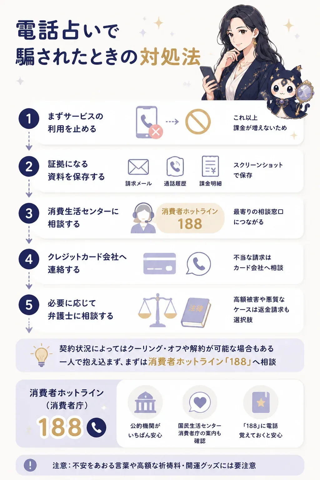 電話占い被害の相談先を示す関係図