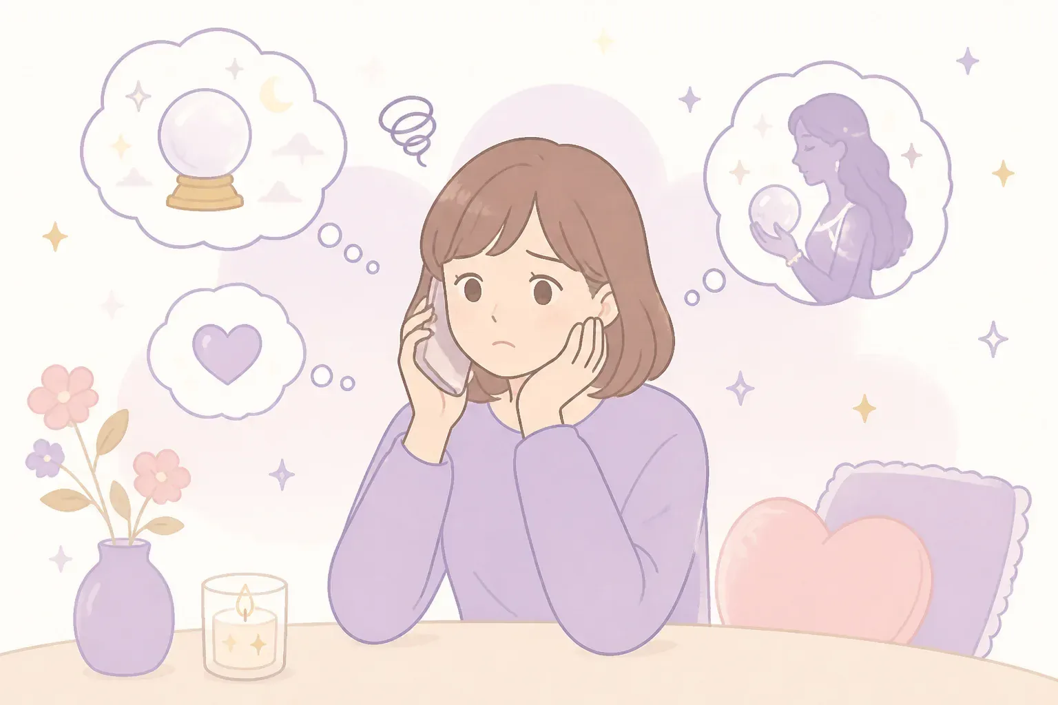 占いの結果に悩む人のイメージ