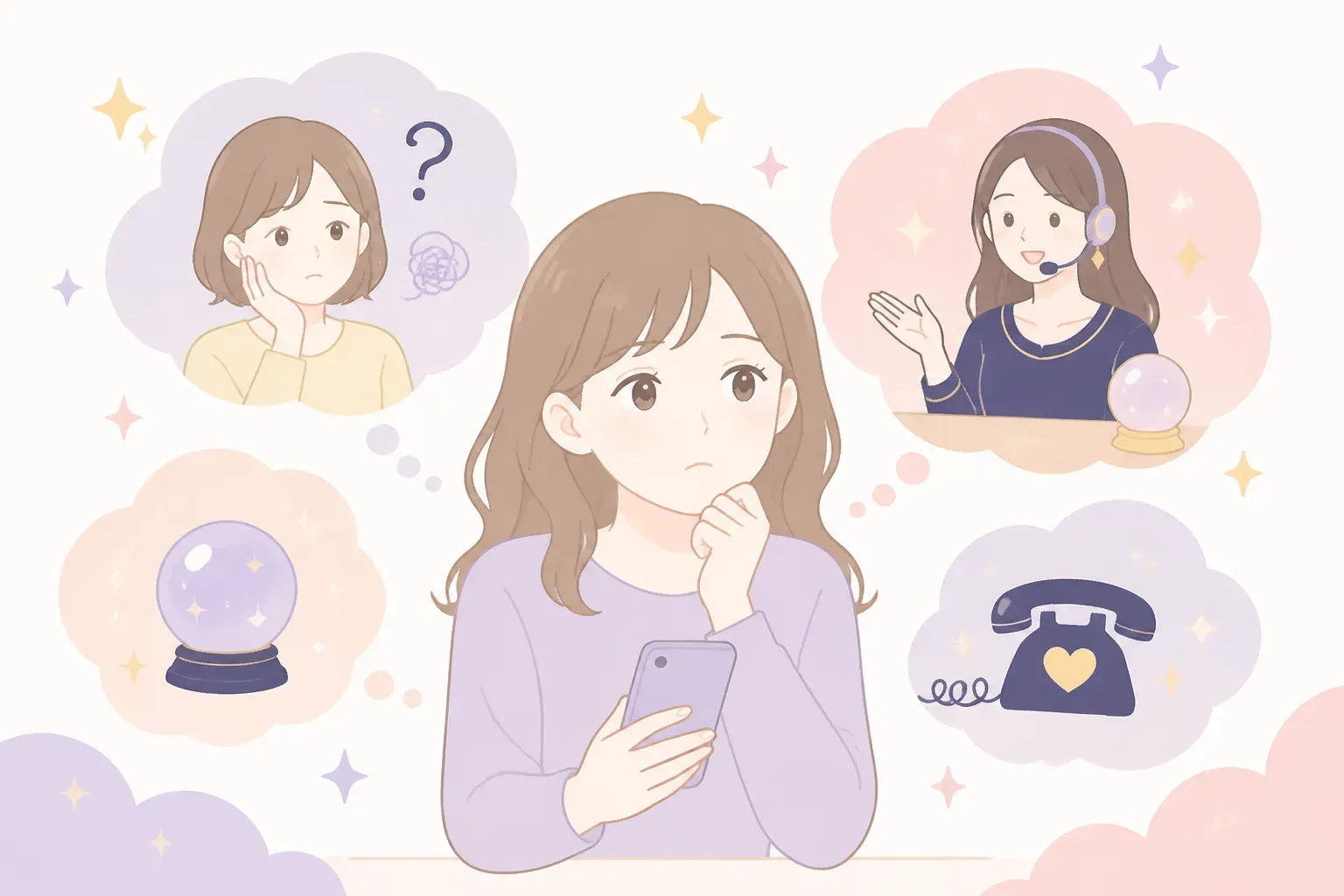 スマホで相談する人のイメージ