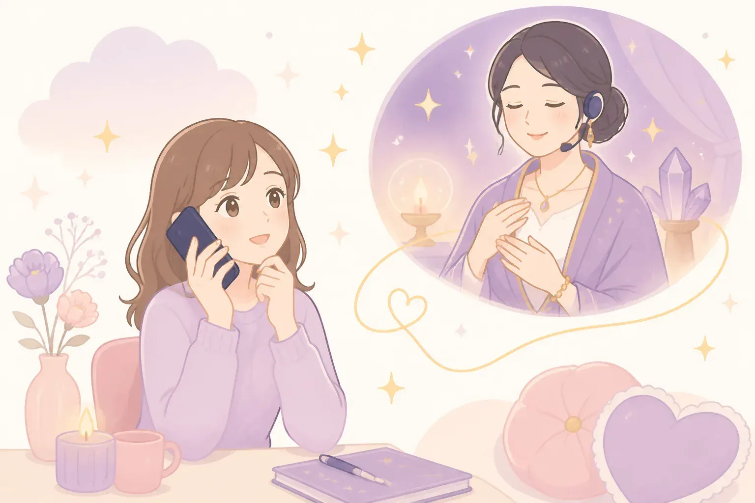 電話占いで相談する流れのイメージ