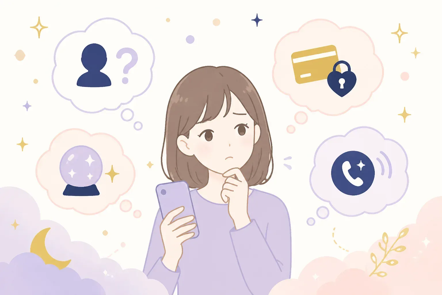 電話占いに相談する落ち着いた雰囲気のイメージ