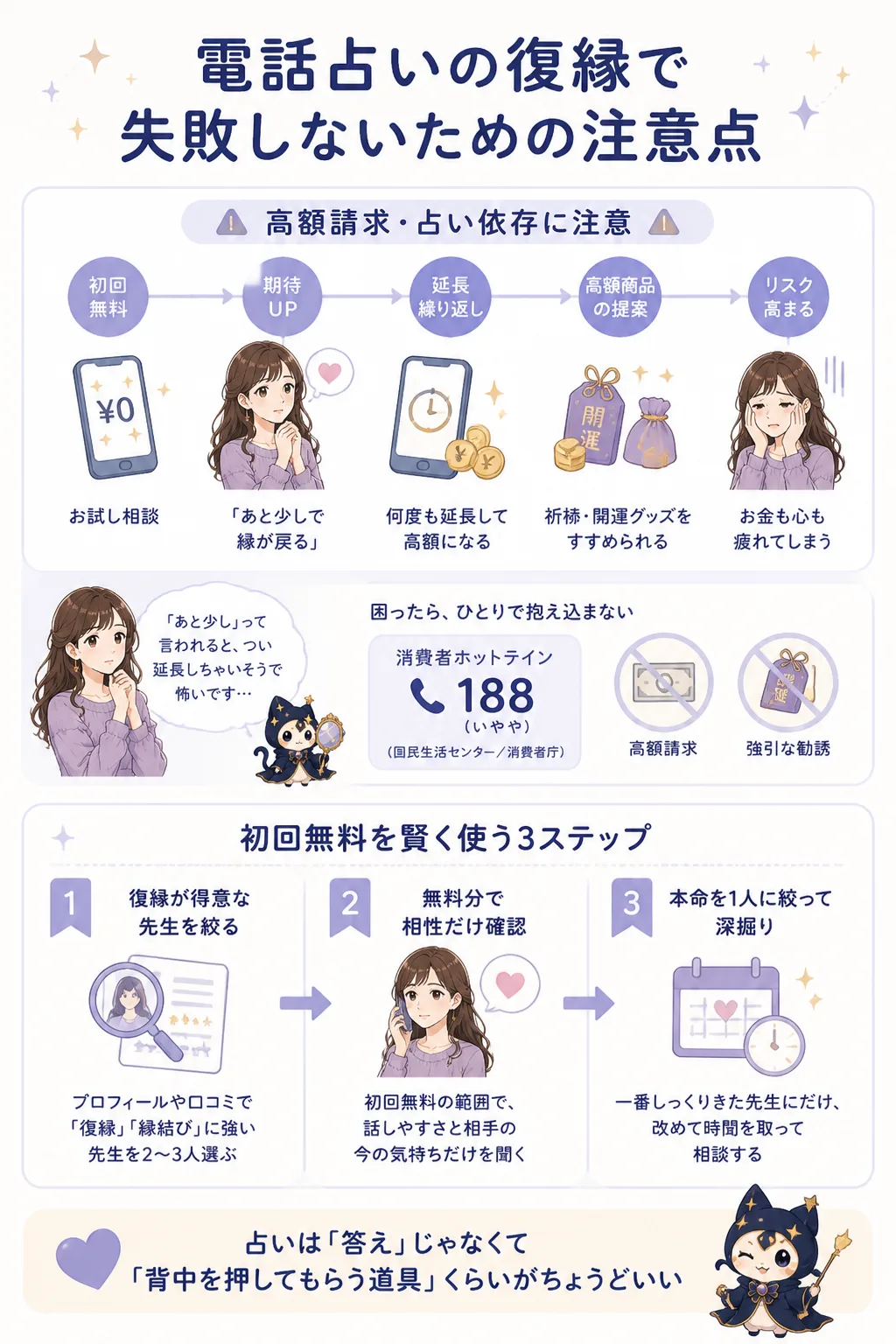 電話占いの高額請求・依存リスクを避けるための図解