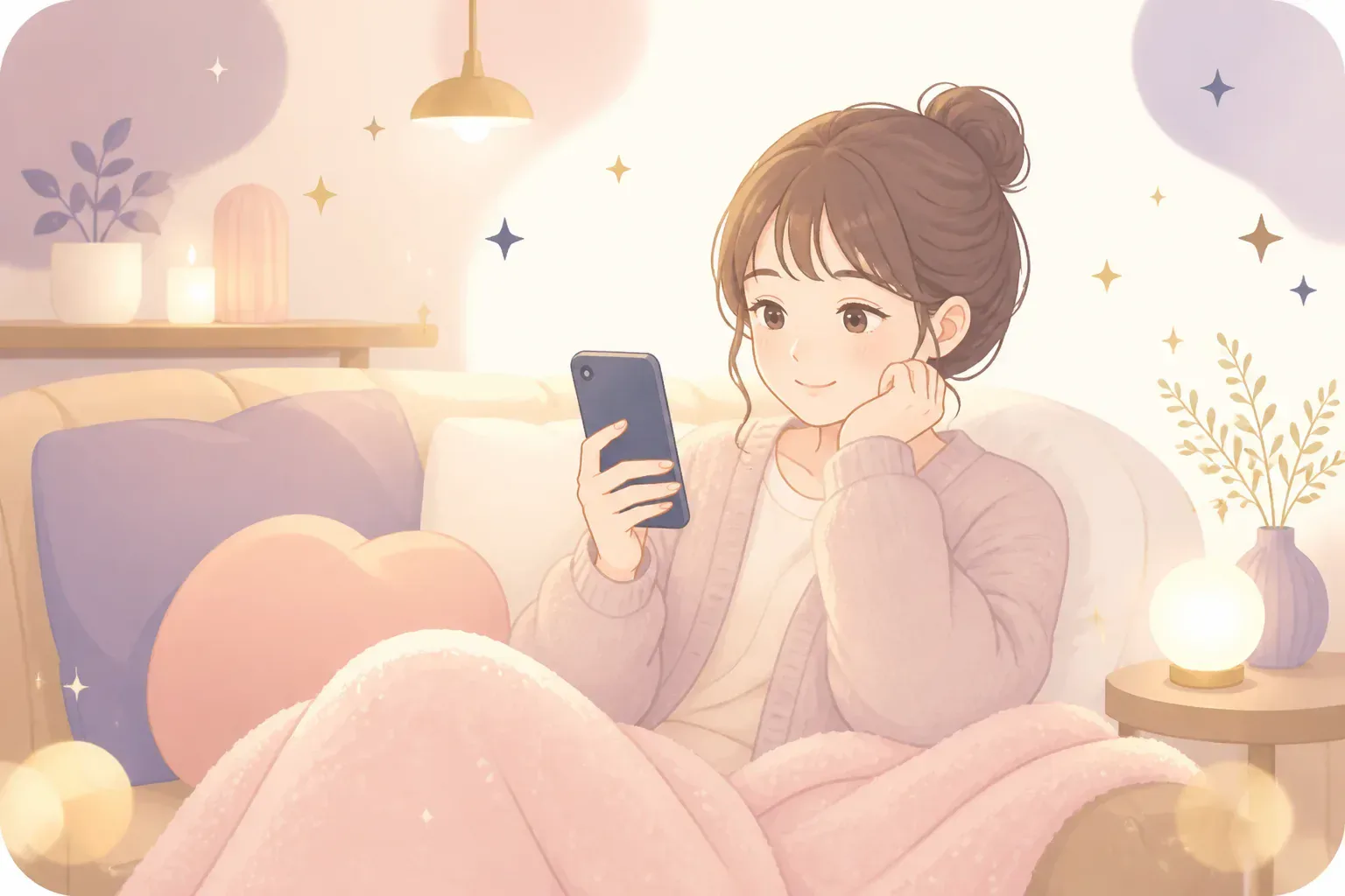 電話占いを利用する人のリラックスした雰囲気イメージ