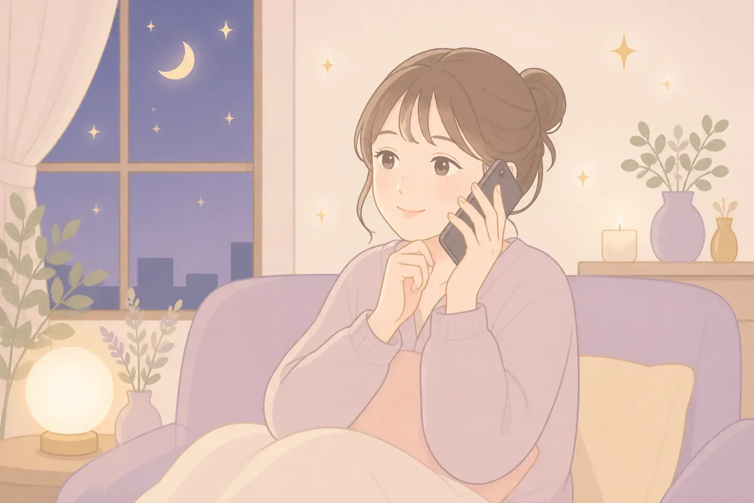 電話で占い師に復縁相談をする女性のイメージ