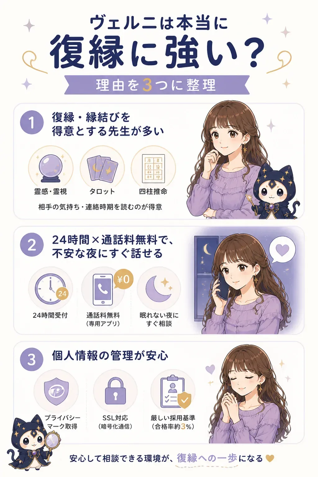ヴェルニが復縁相談に強い3つの理由を示した図解