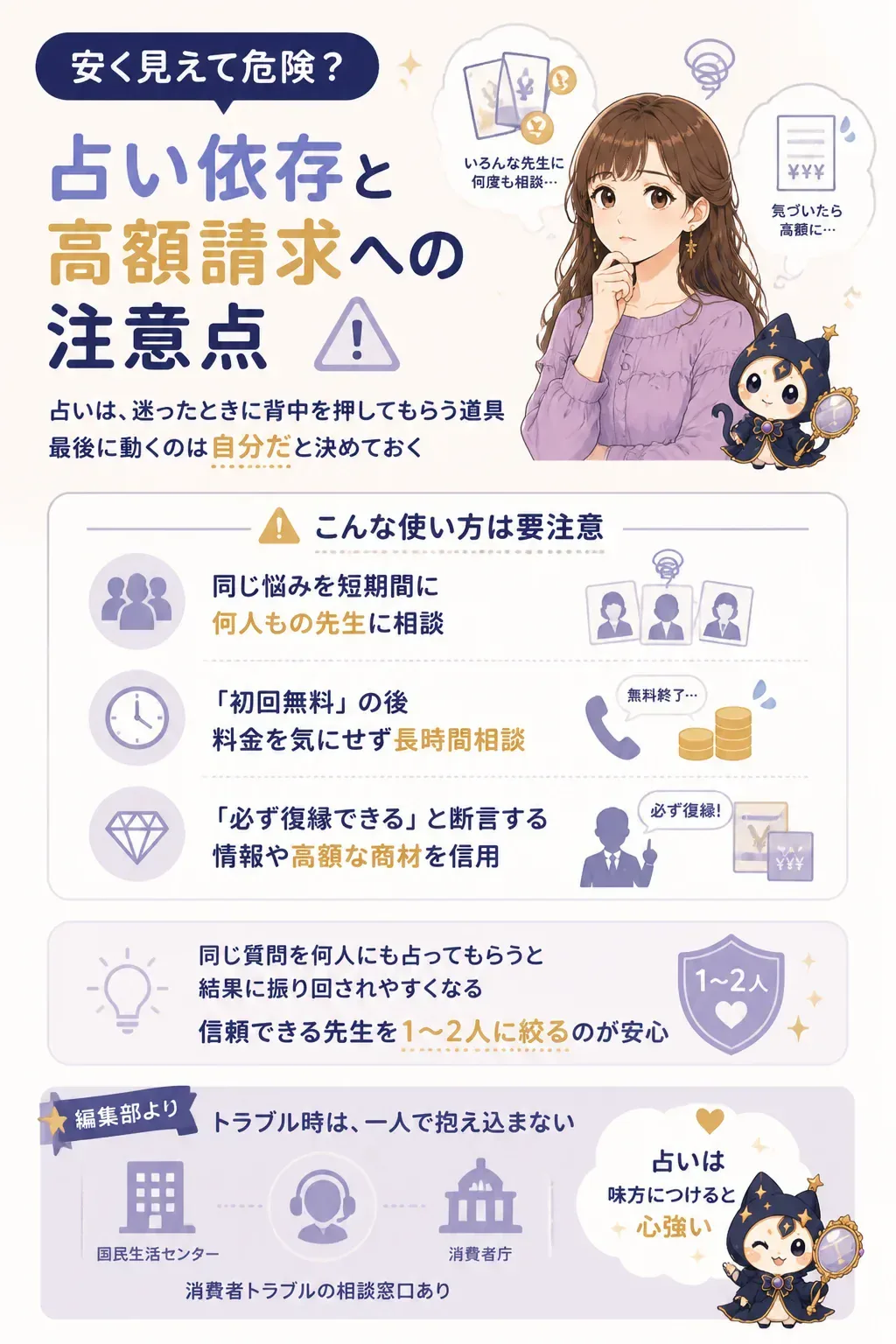 占い依存と高額請求を避ける注意点の図解