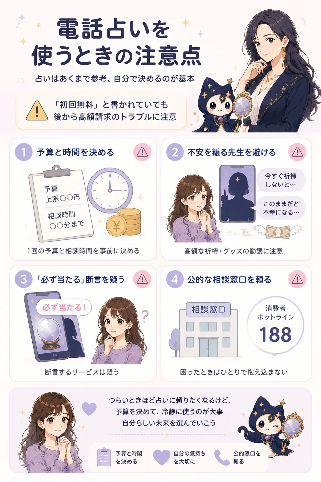 電話占いを使うときの注意点の図解