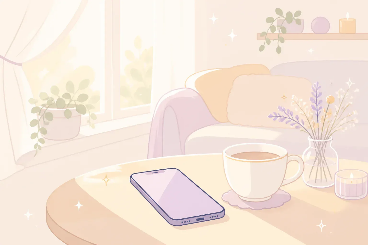 口コミを見比べながら落ち着いて考える雰囲気のイメージ