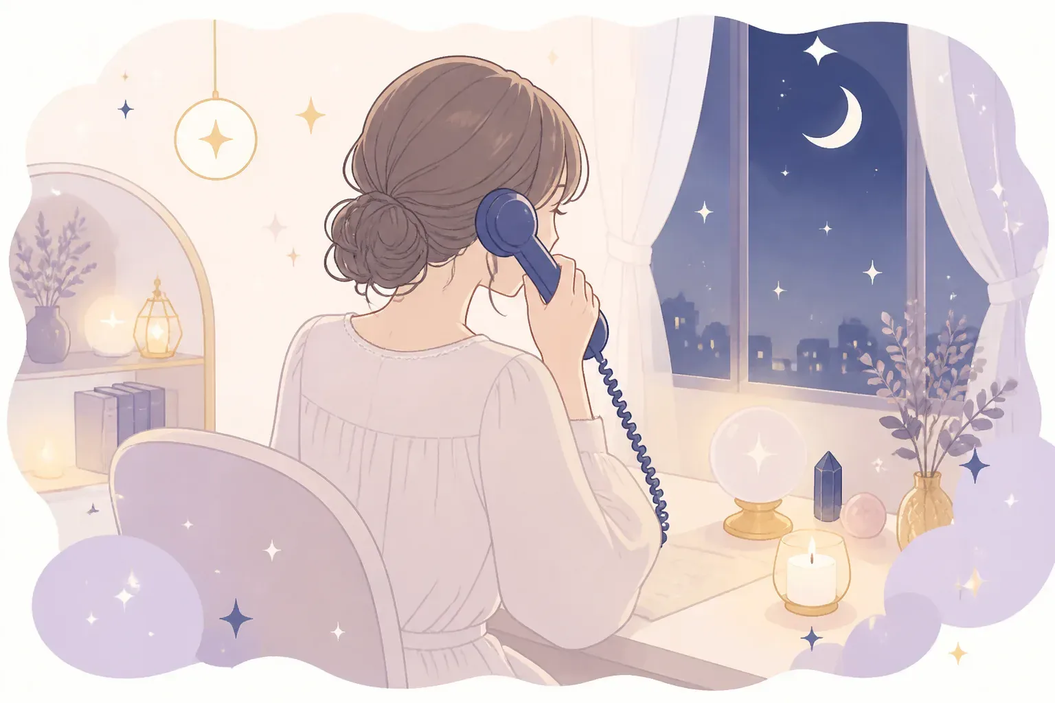 電話占いで復縁相談をする女性のイメージ