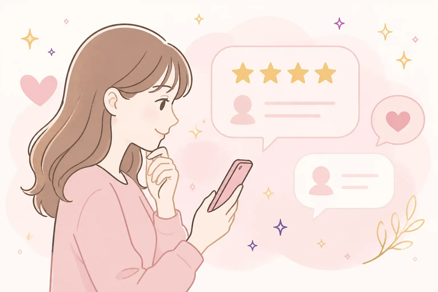 電話占いフィールの口コミ・評判を確認する女性のイメージ