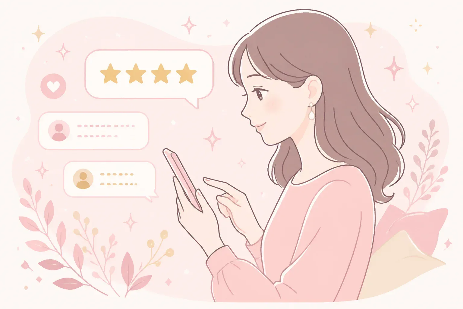 電話占いフィールの口コミ・評判を確認する女性のイメージ