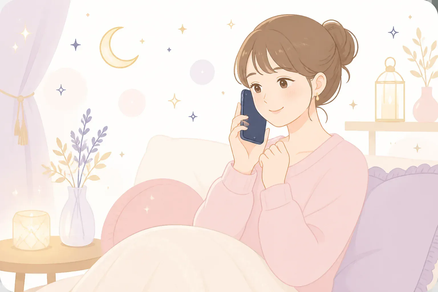 電話占いに相談する穏やかな雰囲気のイメージ