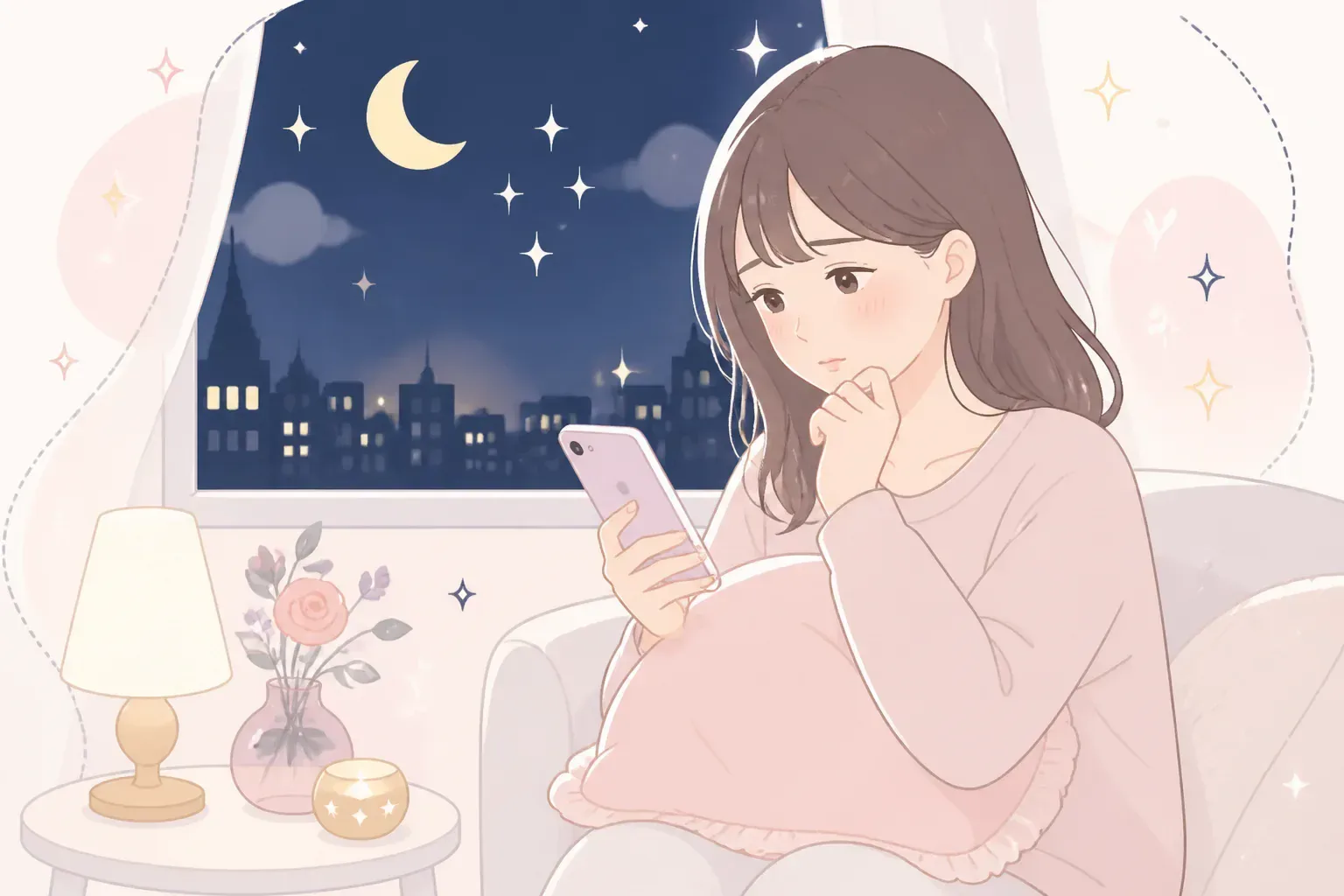 口コミを見比べながら電話占いを検討するイメージ