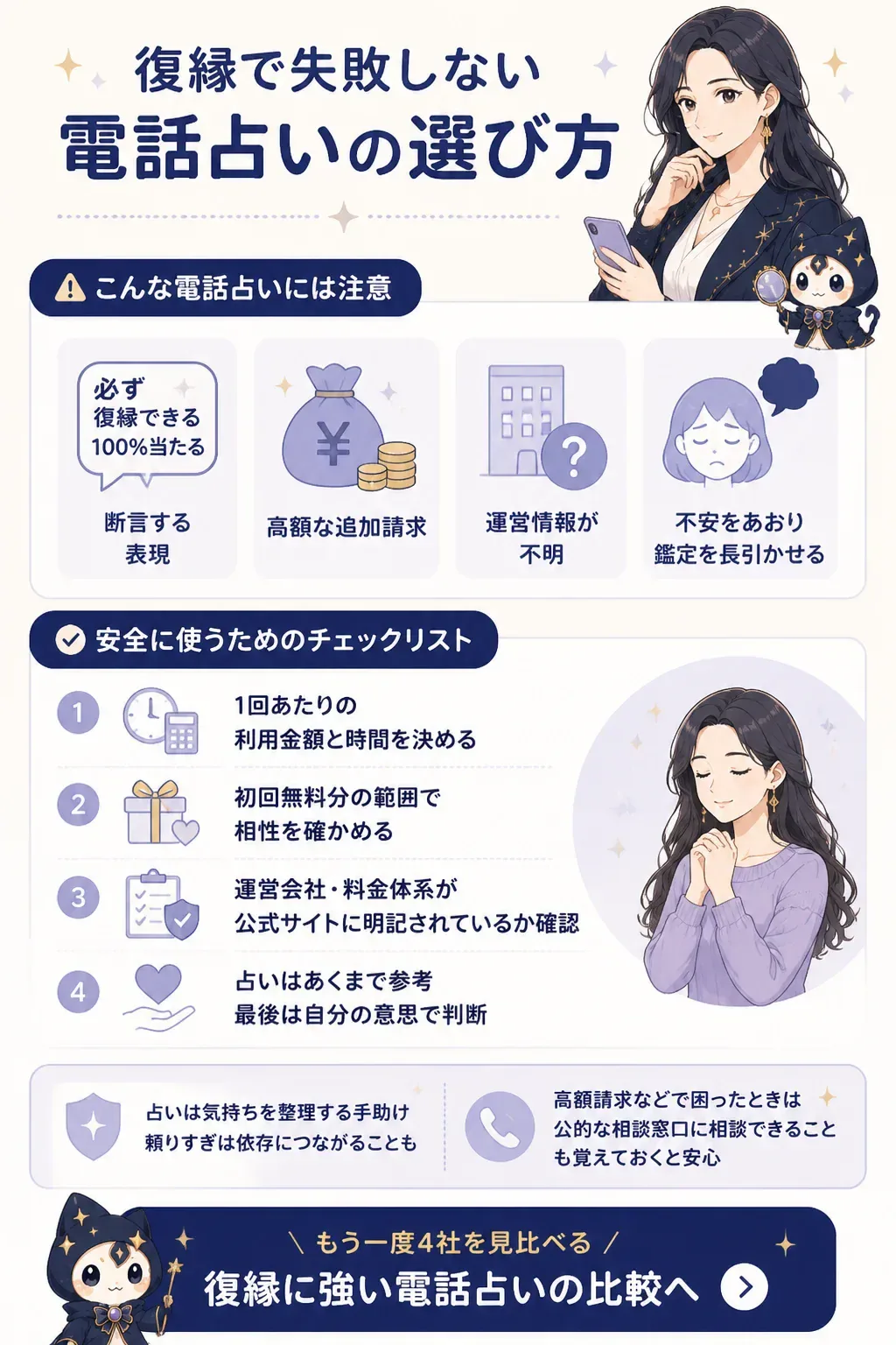 復縁で失敗しない電話占いの選び方チェック図解