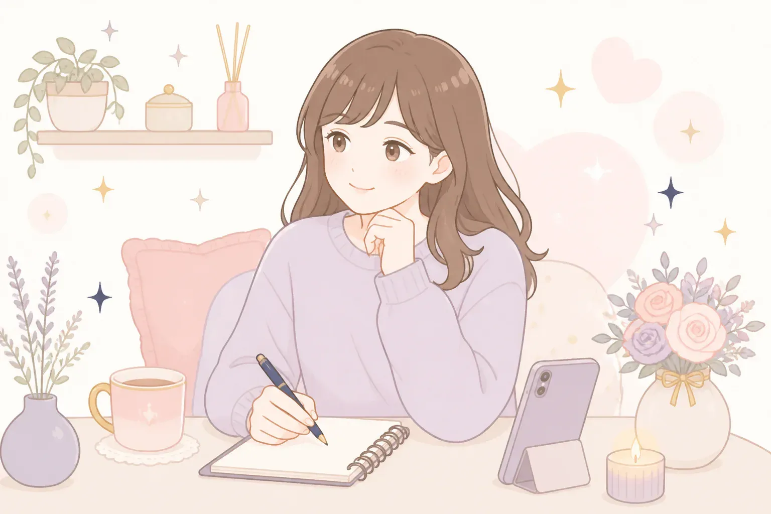 電話前に準備している場面のイメージ