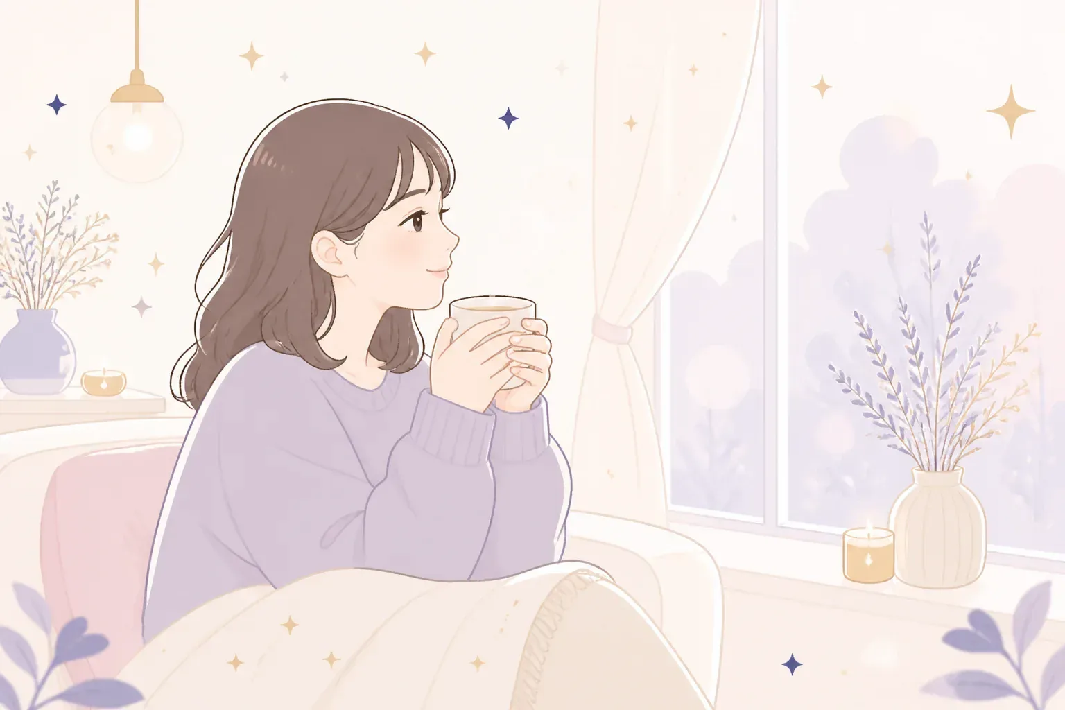 口コミを読んで一息つく場面のイメージ