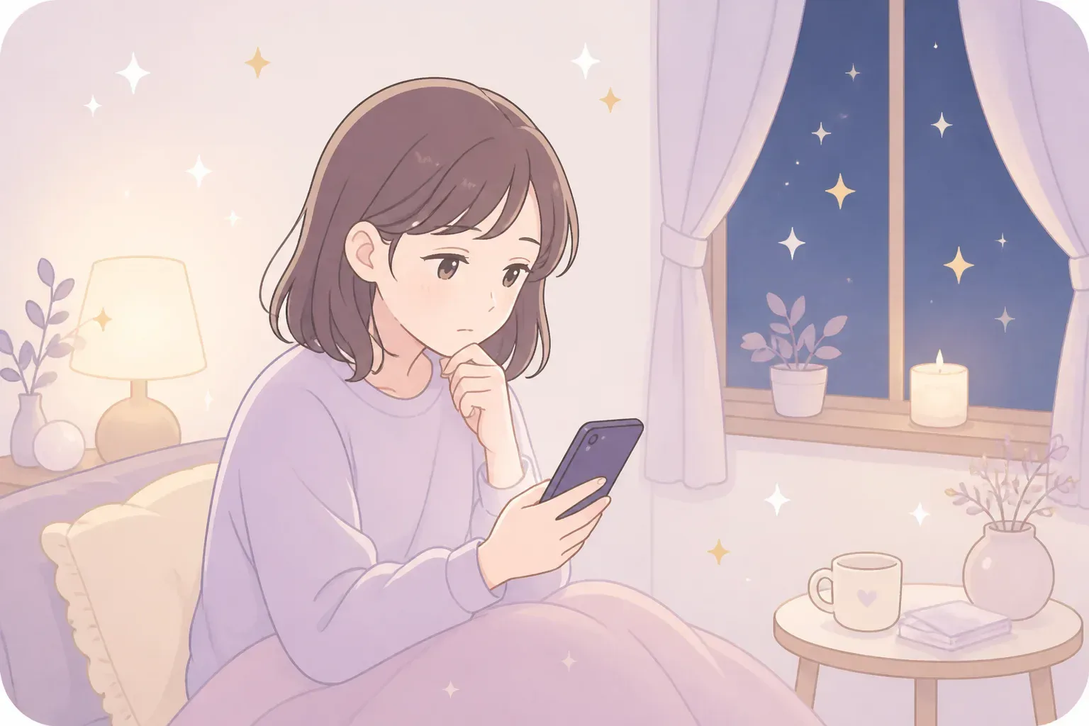 夜に相談先を迷っている人のイメージ
