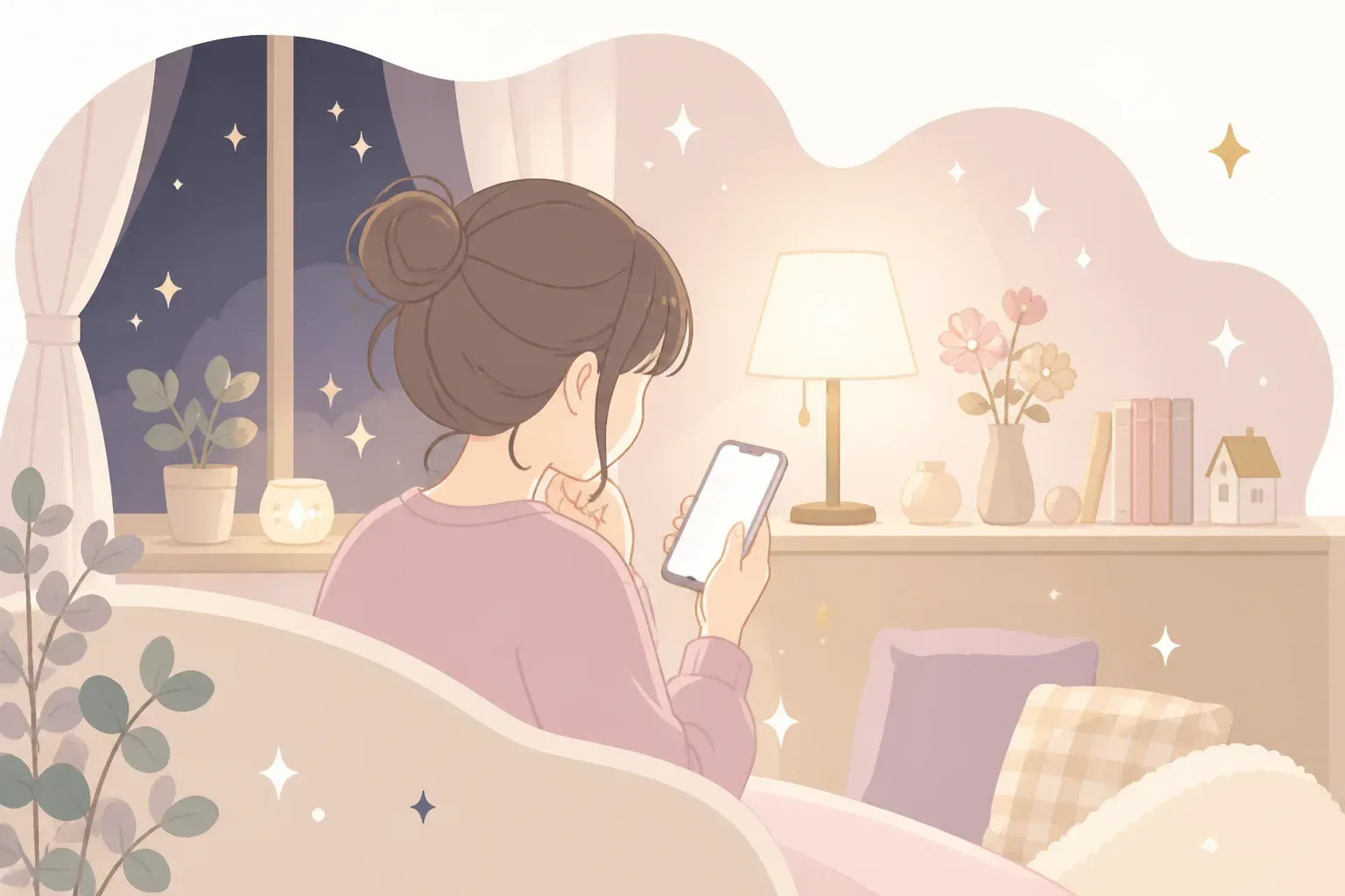 夜に電話占いを検討している人のイメージ