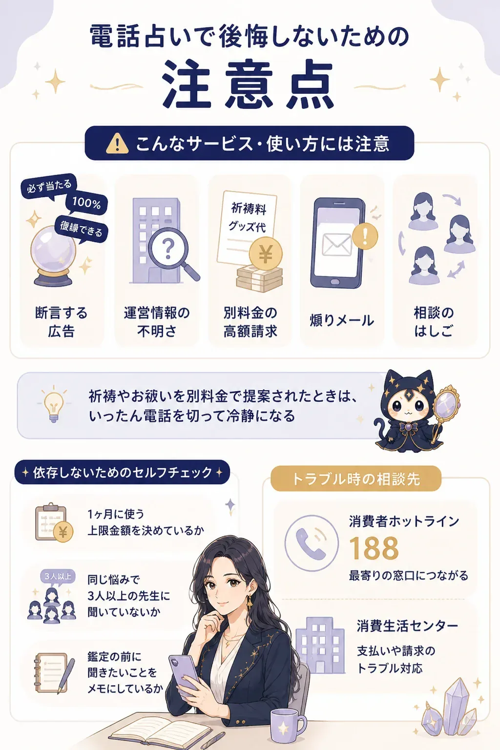 電話占いで注意すべき危険サインの図解