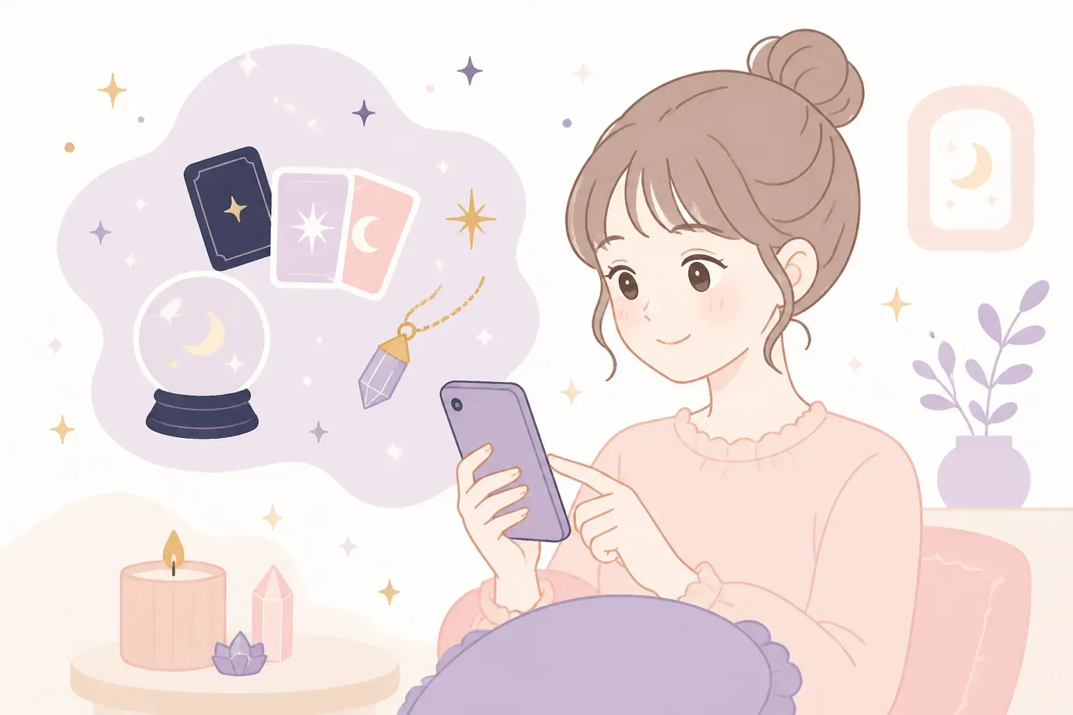 スマートフォンで占いを始めるイメージ