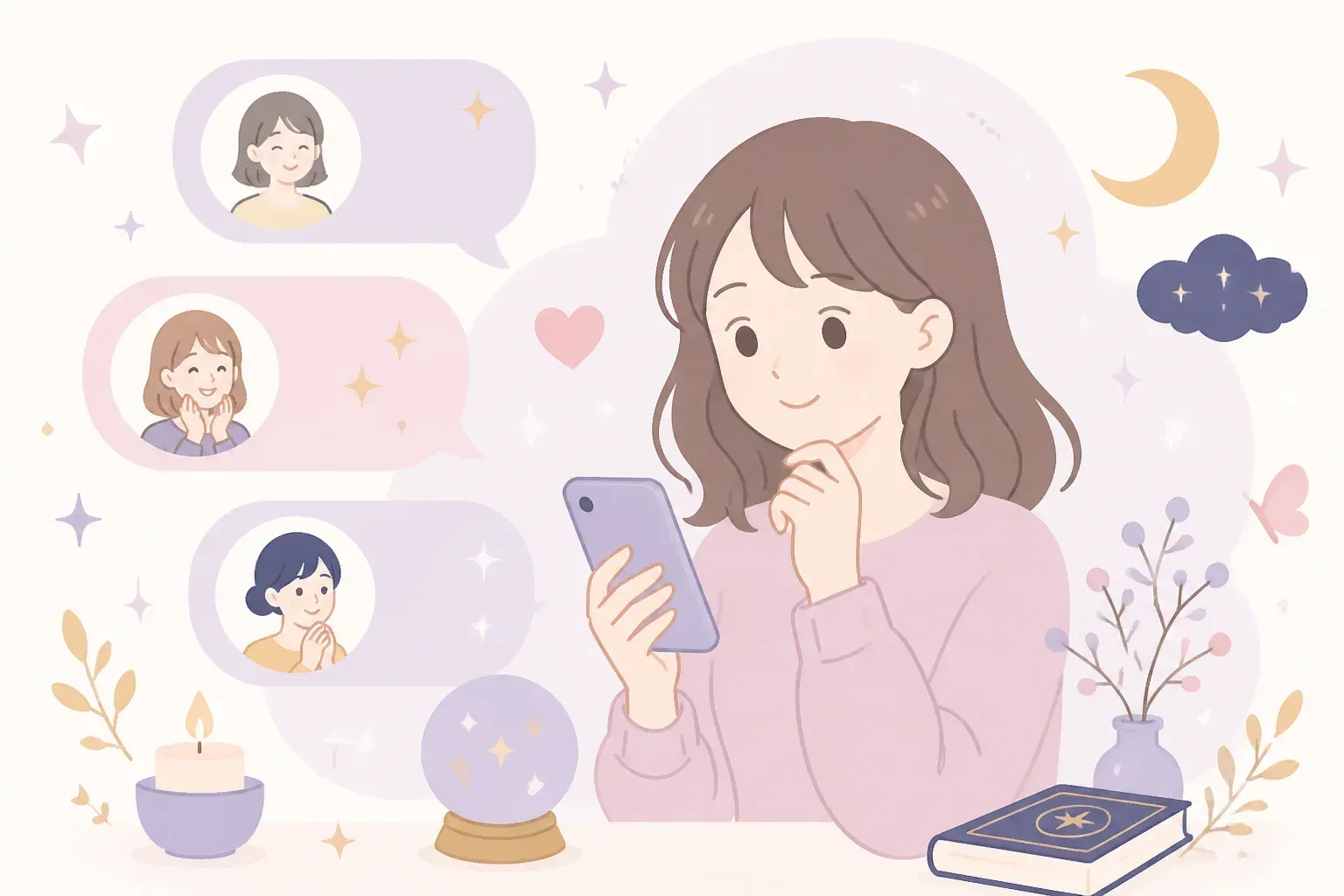 口コミを読みながら考えるイメージ