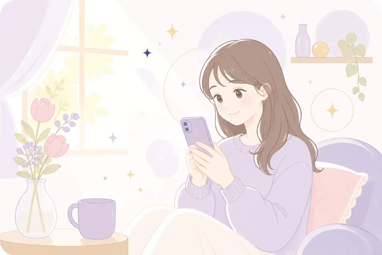 スマートフォンで無料占いを見るイメージ