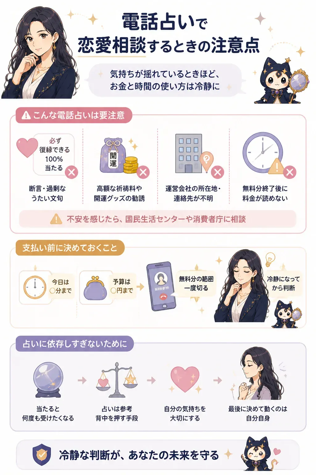 安全な電話占いの見分け方の図解